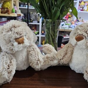 Plush Tan and White Bunny Pair